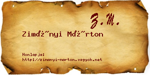 Zimányi Márton névjegykártya