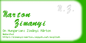marton zimanyi business card