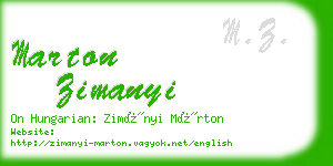 marton zimanyi business card